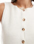 ASOS DESIGN knitted slash neck waistcoat in cream