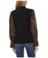 Women's Sheer Printed Long-Sleeve Mock Neck Top