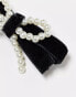 Pieces 2 pack velvet and faux pearl bow hair clips in black