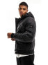 Tommy Hilfiger mix quilt hooded jacket in black