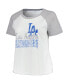 Women's White Los Angeles Dodgers Plus Size Baseball Raglan T-Shirt