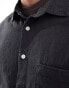 Weekday relaxed fit linen blend short sleeve shirt in black