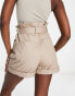 Morgan belted high waist shorts in beige