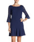 Laundry By Shelli Segal 156828 Women's Lace Sleeve Knit Dress Midnight Sz. 2