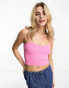 ASOS DESIGN knitted crop cami with skinny strap in pink