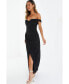 Women's Ruched Bardot Wrap Maxi Dress