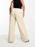 In The Style Plus x Gemma Atkinson high waist wide leg trouser in beige