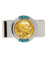 Men's Gold-Layered Buffalo Nickel Turquoise Coin Money Clip