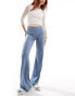 Monki super soft wide leg trousers In blue