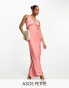 ASOS DESIGN Petite satin plunge slouchy maxi dress in rose pink