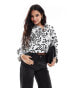 YAS cropped long sleeve shirt in white with garden print - WHITE