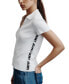 Women's V-Neck Side-Logo Rib-Knit Short Sleeve Polo Top