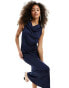 Vila Bridesmaid cowl neck maxi dress in navy