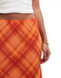 ASOS DESIGN chiffon bias cut maxi skirt in orange pop check