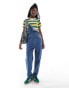 Monki denim dungarees in mid blue