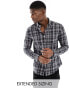 ASOS DESIGN stretch slim check shirt in black and grey tartan