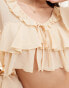 Bershka sheer tie front top in pink