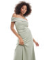 ASOS DESIGN bardot ruched maxi dress in sage green