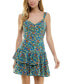 Juniors' Printed Ruffled Fit & Flare Dress