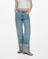 Women's Turn-Up Hem Straight Jeans