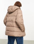 Vila puffer jacket with waist detail in brown