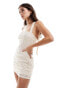 The Frolic clara flower crochet cross back mini dress in cream