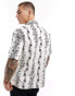 River Island short sleeve vine print shirt in ecru and black