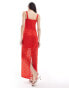 Y.A.S lace maxi dress with slit back in red