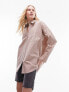 Topshop oversized poplin shirt in taupe