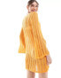 Vila open knit chuck on beach dress in bright orange