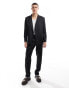 Viggo asymmetric suit jacket in black high shine