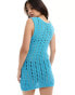 Cotton On bodycon mini dress in blue crochet