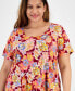 Plus Size Glorious Garden Scoop-Neck Top, Created for Macy's