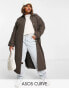 ASOS DESIGN Curve boyfriend trench coat in chocolate