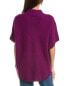 Forte Cashmere Textured Funnel Cashmere Popover Women's Purple L