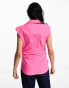 ASOS DESIGN sleeveless shirt with ruched side in hot pink