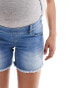 Mamalicious denim shorts with bump bands in blue