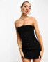 ASOS DESIGN bandeau tux mini dress with button detail in black