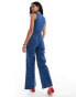 Threadbare denim jumpsuit in mid wash blue