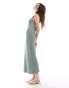 ASOS DESIGN knitted midaxi column dress in textured boucle yarn in khaki