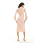 Closet London button front midi dress with ruched skirt in mink