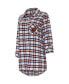 Women's Navy Chicago Bears Sienna Plaid Full-Button Long Sleeve Nightshirt