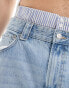 Bershka baggy jean with boxer waistband in blue