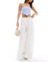 & Other Stories linen blend wide leg trousers with drawstring waist in white