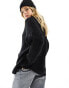 Pimkie roll neck side split jumper in black