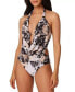 BAR III Women's Wet'N Wild Draped Monokini One-Piece Swimsuit Black Tie-Die XS