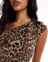 Style Cheat one shoulder playsuit in leopard print