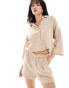 Vero Moda textured shorts co-ord in beige