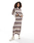 YAS ombre knitted maxi skirt co-ord in neutral - BROWN