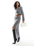 Pretty Lavish cropped tailored blazer co-ord in grey melange